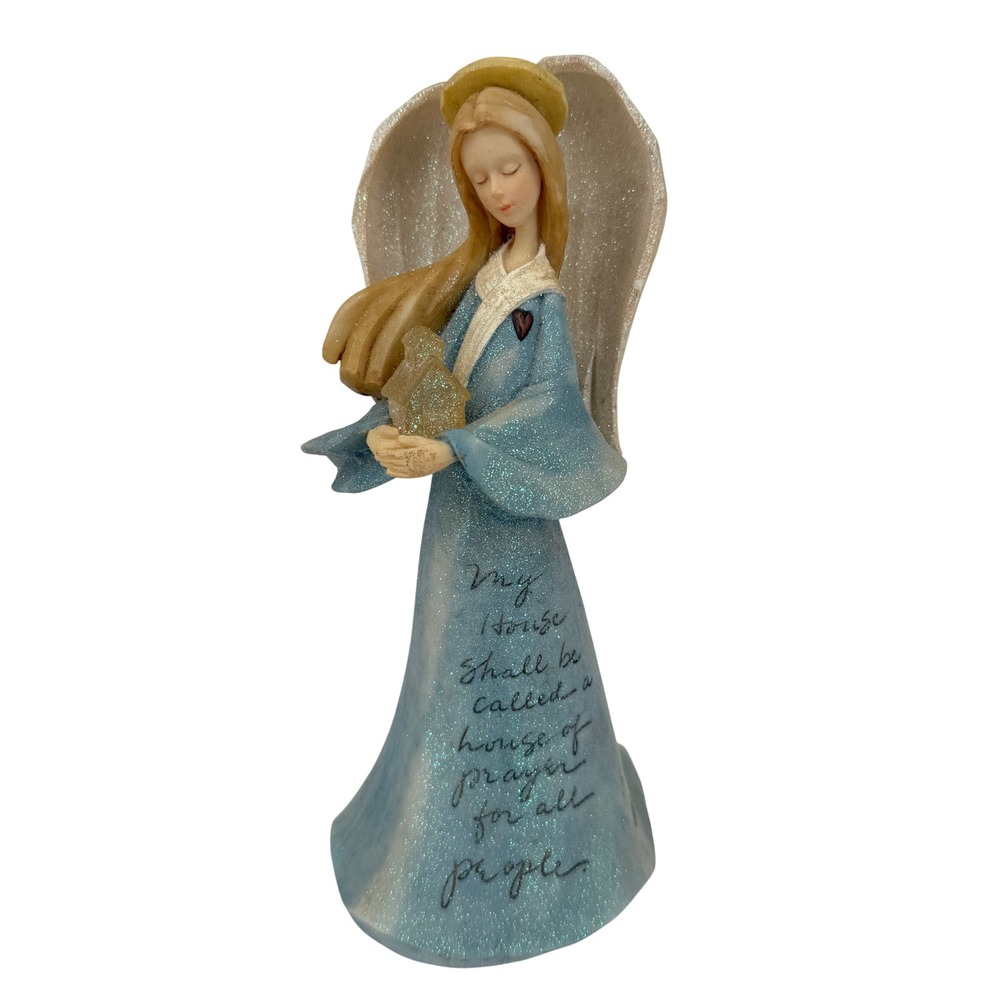 Enesco Foundations Angel Figurine Karen Hahn 118140 Blue 9 Inch Isaiah 56:7